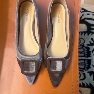 C.Paravano Aida square buckle velvet flats size 40